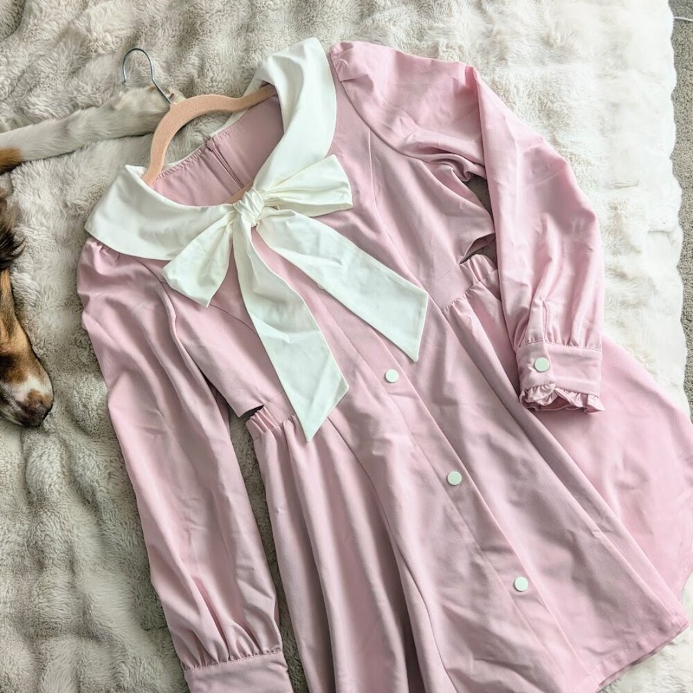 Preppy Style Sweet Dress With Side Waist Cutout Design M | LEDIN